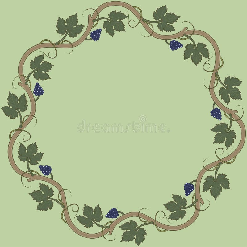 Mittelalterlicher Blumenrahmen mit Weintraube, Traubenblätter, Strudel vektor abbildung Mittelalterlicher Blumenrahmen mit Weintraube, Traubenblätter, Strudel vektor abbildung