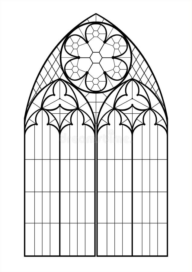 Gotisches Fenster Des Holzes Stock Abbildung - Illustration von bügel