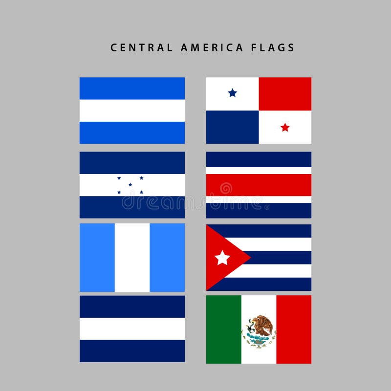 Satz Flaggen Von Mittelamerika Stock Abbildung Illustration von