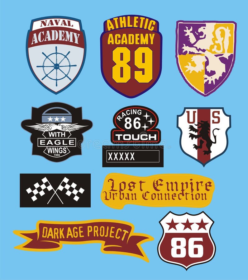 Consisting of various shapes and colors for graphic design sporting arms. Slogan icon vectors