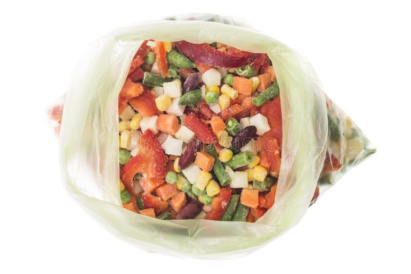 Mix of Deepfrozen Vegetables in Cellophane Package. Stock Image