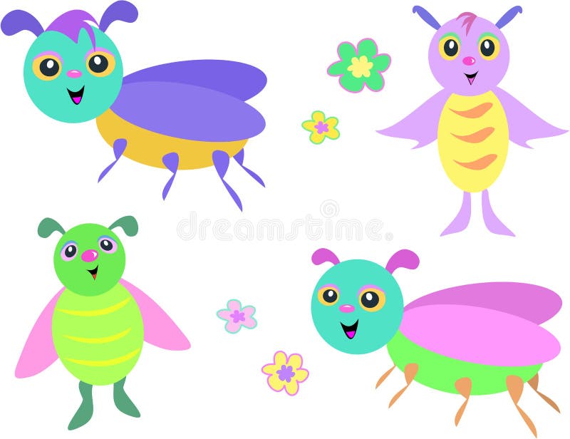 Mix of Flying Bugs stock illustration