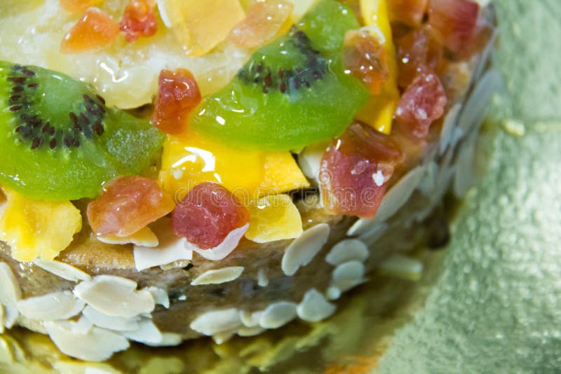 Mix Fruits Cake with Almond Nut and Dried Fruit. Stock Image Image of