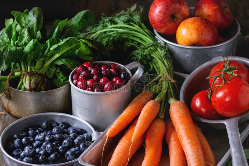 Mix of fruits, vegetables and berries