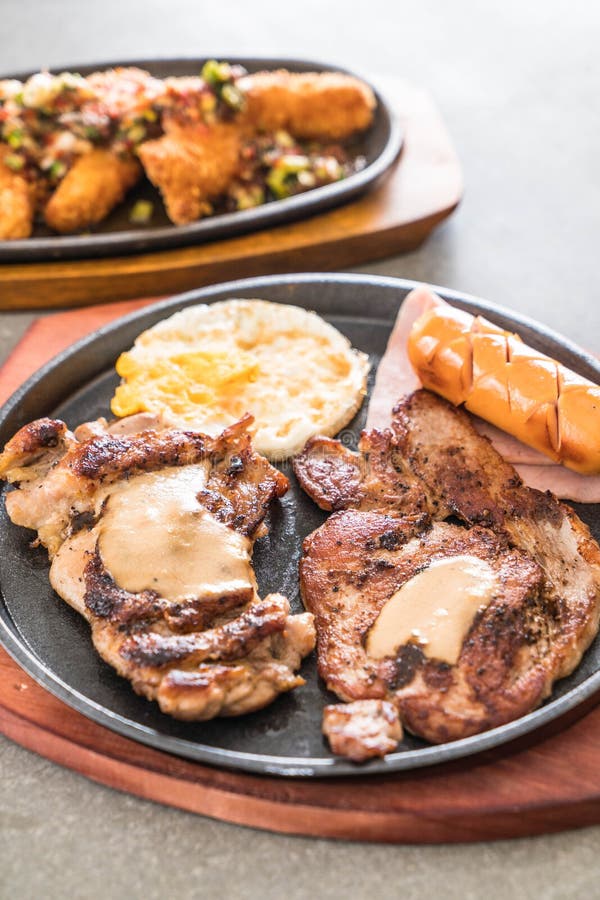 Mix grilled steak stock image. Image of plate, catering 98664103