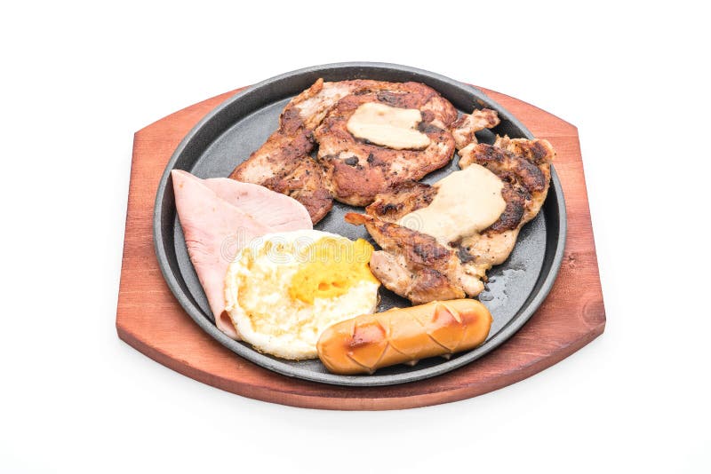 Mix Grilled Steak on Hot Plate Stock Image Image of meal, meat 97651793