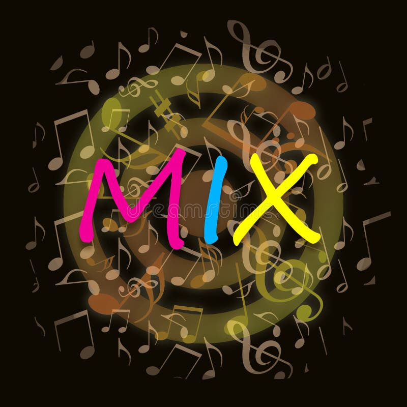 Mix music background with dancing musical notes. Colorful musical notes stock images, royalty-free photos and pictures
