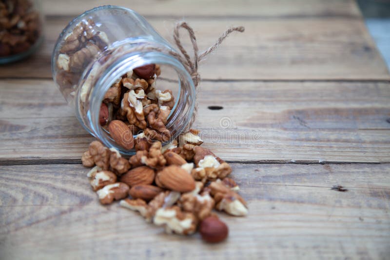 Mix of Nuts in a Jar Walnut Migdale Fox Stock Photo Image of brown