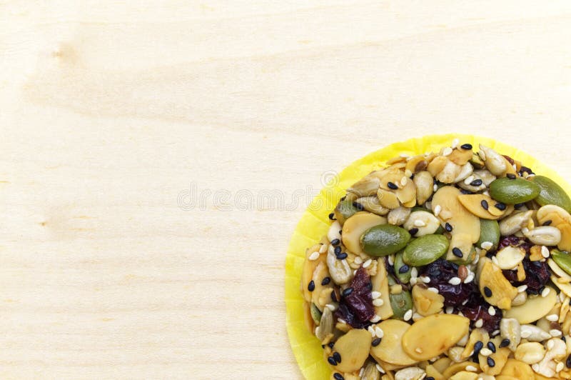 Mix organic whole grains energy cookie on wooden background. royalty free stock photography Mix organic whole grains energy cookie on wooden background. royalty free stock photography