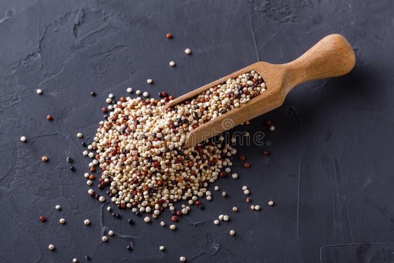 Mix of Quinoa Grains on a Dark Stone Background Stock Photo Image of