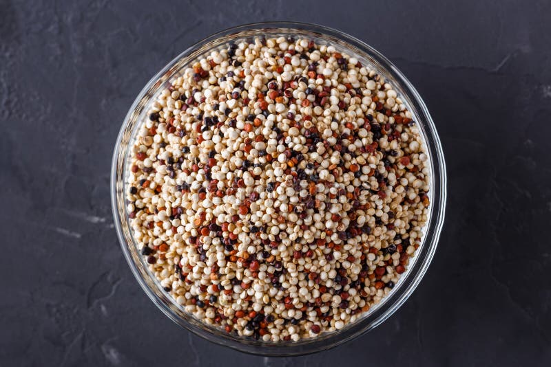 Mix of Quinoa Grains on a Dark Stone Background Stock Image Image of