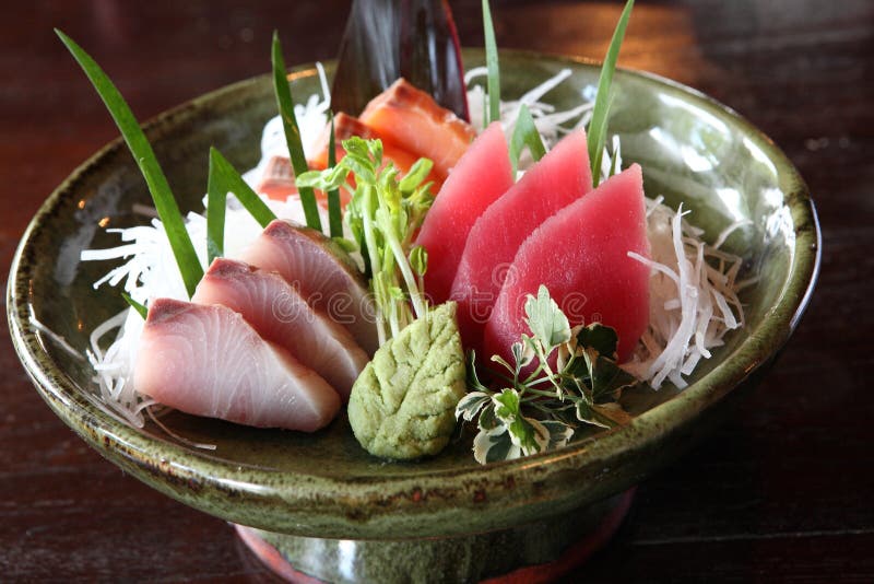 Mix sashimi, Raw fish Tuna and salmon Sashimi