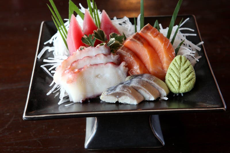 Mix sashimi, Raw fish Tuna and salmon Sashimi