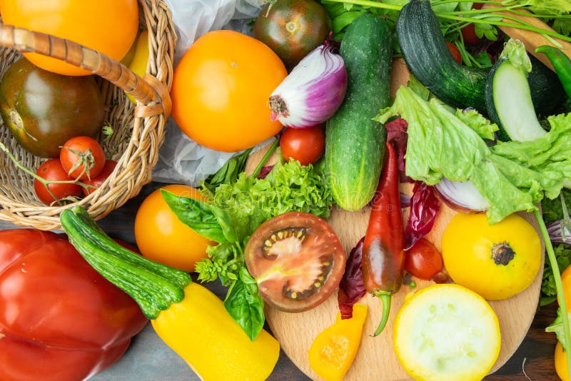 a mix of vegetables. on a table zucchini