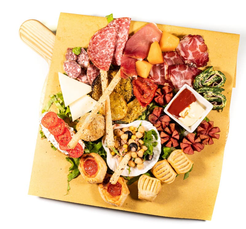 Mixed Antipasto Platter with Cold Cuts and Legumes and Cheeses Stock