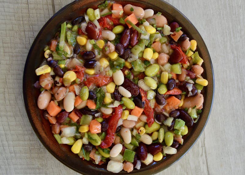 Beans and Vegetables with Lemon Dressing Stock Image Image of