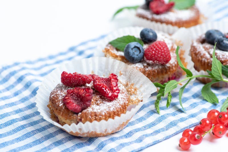 Fruit muffins stock image. Image of cups, food, white 168257407