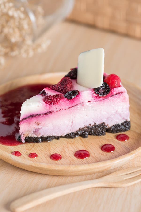 Mixed Berry Mousse Cake on Plate. Stock Photo Image of delicious