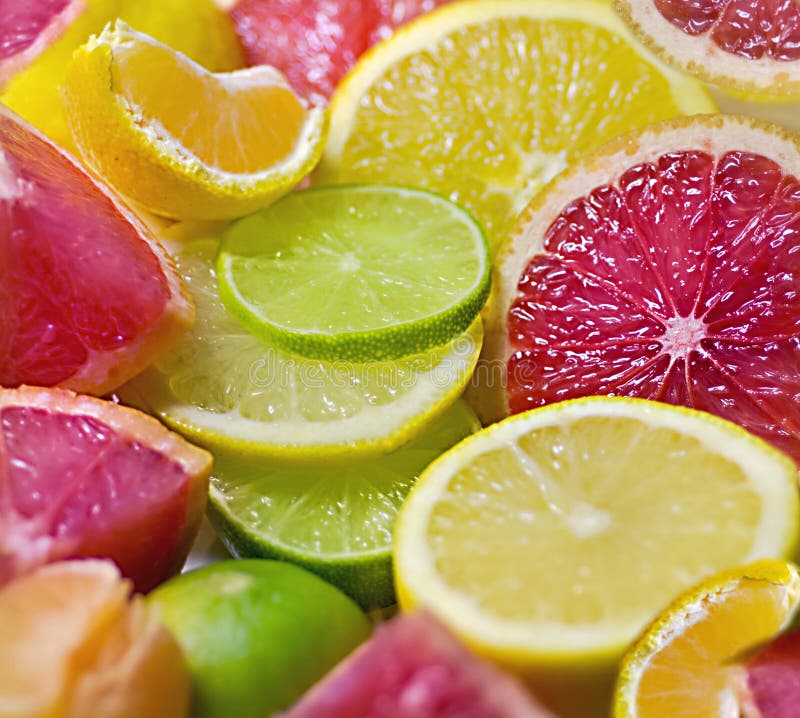 Mixed citrus fruit a lot of vitamins