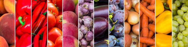 Mixed of color fruits and vegetables. Fresh ripe food royalty free illustration Mixed of color fruits and vegetables. Fresh ripe food royalty free illustration