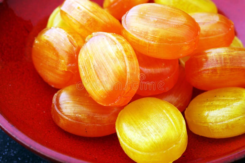 Mixed Colorful Fruit Candies. Bonbon in Yellow and Orange. Stock Image ...