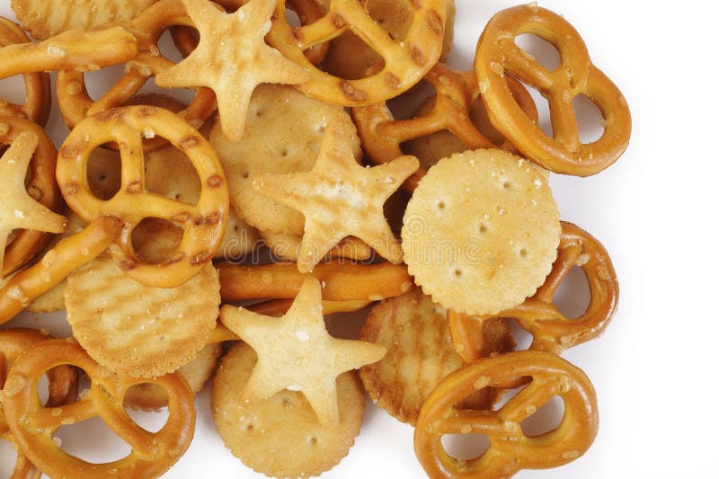 Mixed Cracker Snack On White Background Stock Photo Image of fish