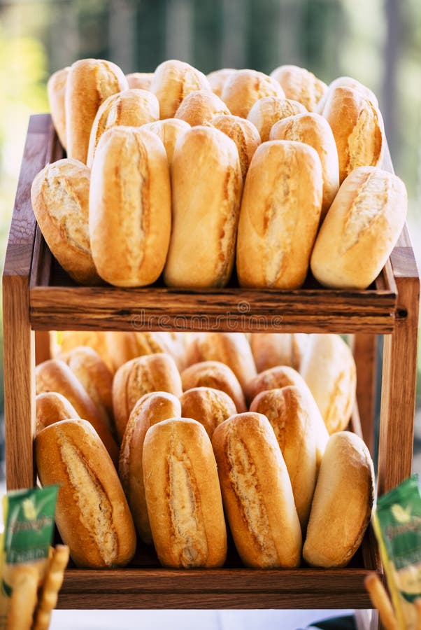 Mixed Fresh Bread Exposed on the Table concept of Bakery and Catering