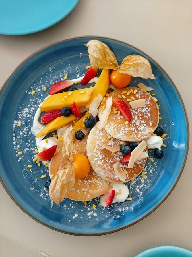 Mixed Fruit Pancake with Berries Stock Image Image of salad, dish