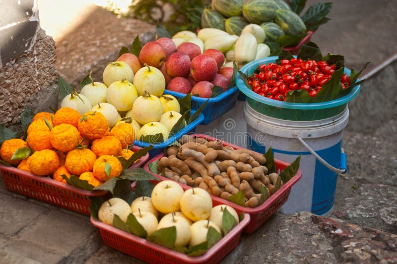 Mixed fruit sell . stock photo. Image of dayan, tomato 40127734