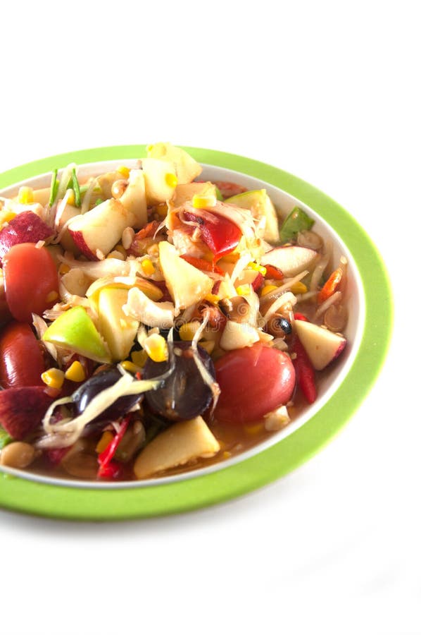 Mixed fruit spicy salad stock image. Image of fruit, vegetarian 51514379