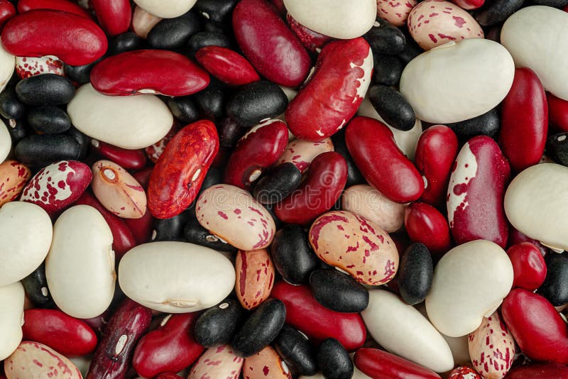 Mixed legumes beans background. Top view royalty free stock photography
