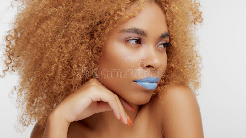 Mixed Race Black Blonde Model With Curly Hair Stock Image Image