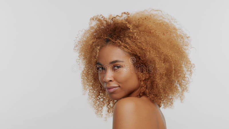 Mixed Race Black Blonde Model With Curly Hair Stock Photo Image