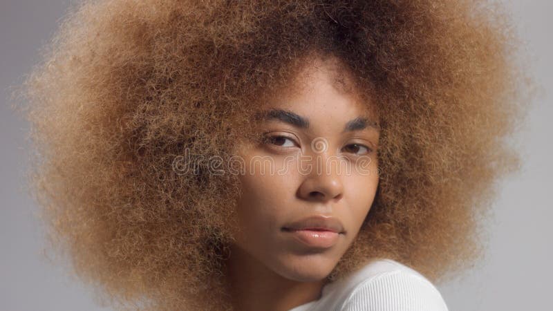 Mixed Race Black Woman with Big Afro Hair in Studio Put a Cream Smudge  Stock Image - Image of curly, touches: 169868151