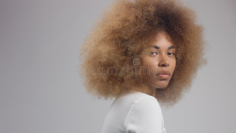 Mixed Race Black Woman with Big Afro Hair in Studio Put a Cream Smudge  Stock Image - Image of latin, alone: 169867019