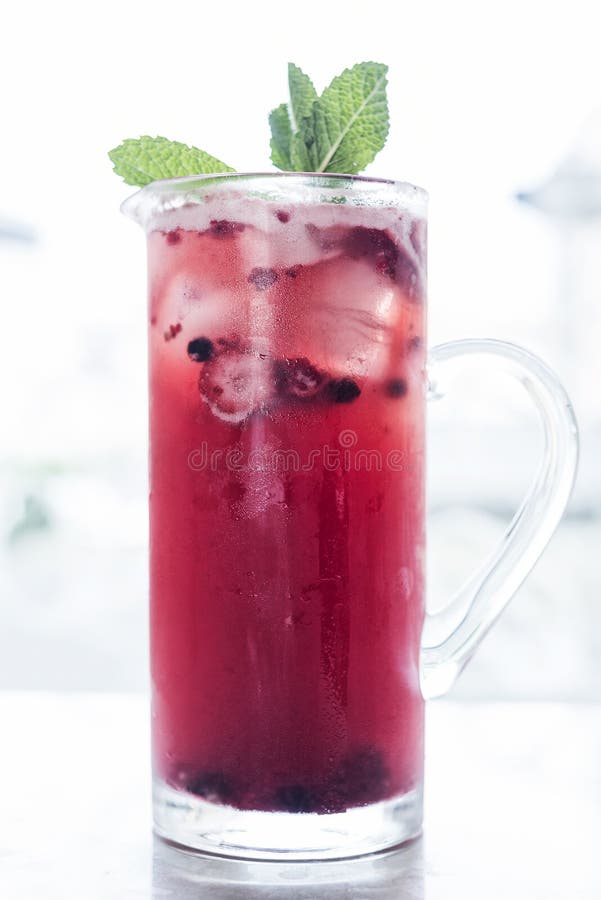 Mixed Red Berries and Wine Sangria Cocktail Jug Stock Photo Image of