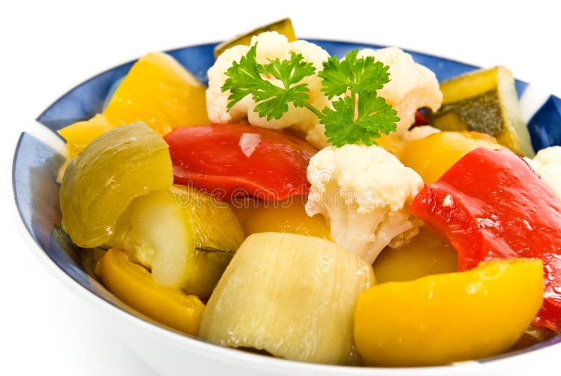 Mixed salad with bell pepper,eggplant,cauliflower