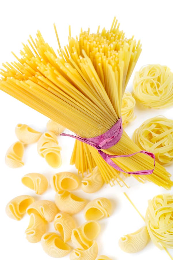 Mixed Uncooked Raw Italian Pasta with Spaghetti Stock Image Image of