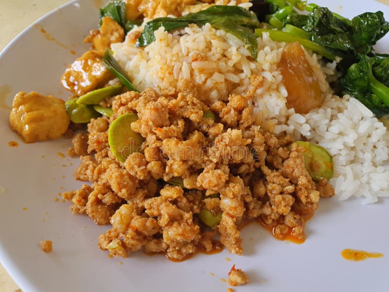 Singapore / Malaysia Mixed Vegetables Rice Stock Image - Image of