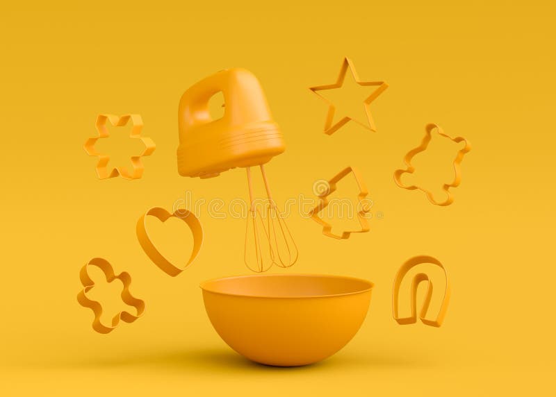 Mixer and Cookie Cutters with Kitchen Utensil for Making Cookies on