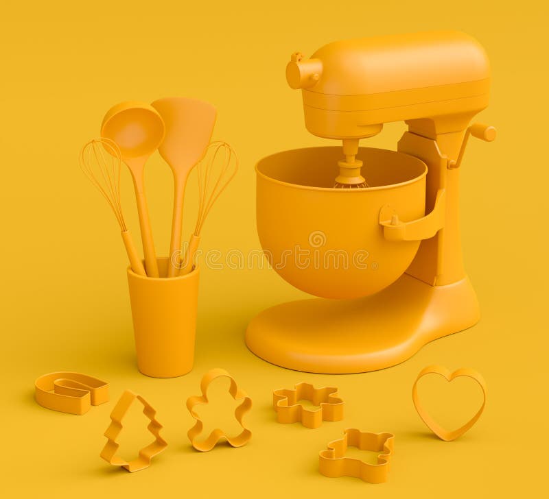 Mixer and Cookie Cutters with Kitchen Utensil for Making Cookies on