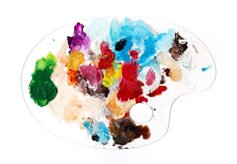 Mixing of Acrylic Paints on Clear Palette Stock Photo Image of
