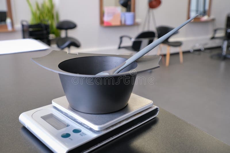 Mixing Bowl and Hair Dye Brush on Electronic Scale. Stock Image - Image of measurement, equipment: 216160041 Mixing Bowl and Hair Dye Brush on Electronic Scale. Stock Image - Image of measurement, equipment: 216160041
