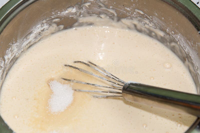 Mixing Flour Egg and Milk for Pancakes Stock Image Image of kitchen