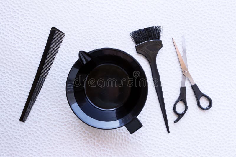 Mixing Hair Dye in a Special Plastic Bowl. Concept is Hair Coloring