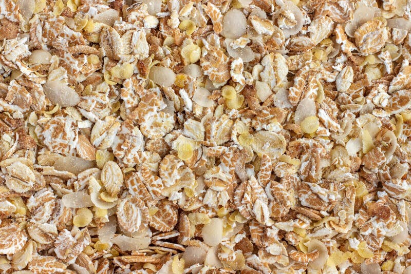 Mixture of cereal flakes. Background, texture