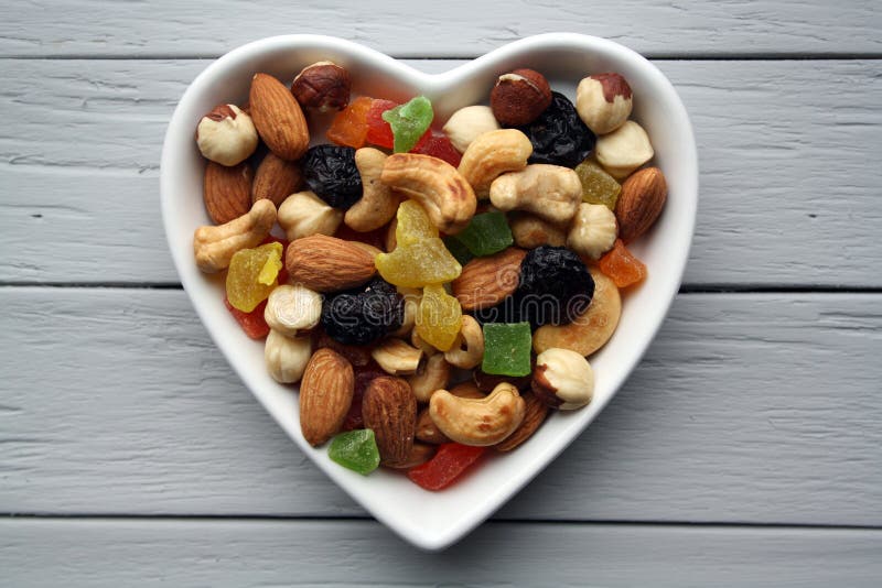 A Mixture of Nuts, Dried Fruits and Candied Fruits Stock Photo Image