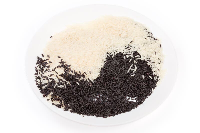 Mixture of Raw Black and White Rice on White Dish Stock Image Image