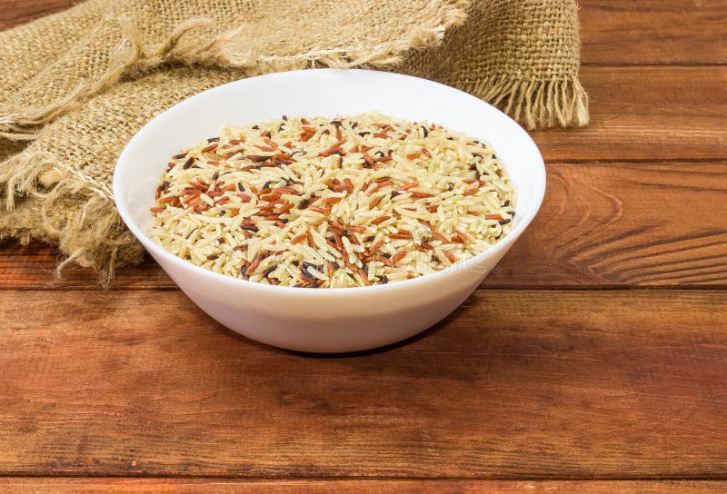 Mixture of the Uncooked Different Rice in a White Dish Stock Photo ...