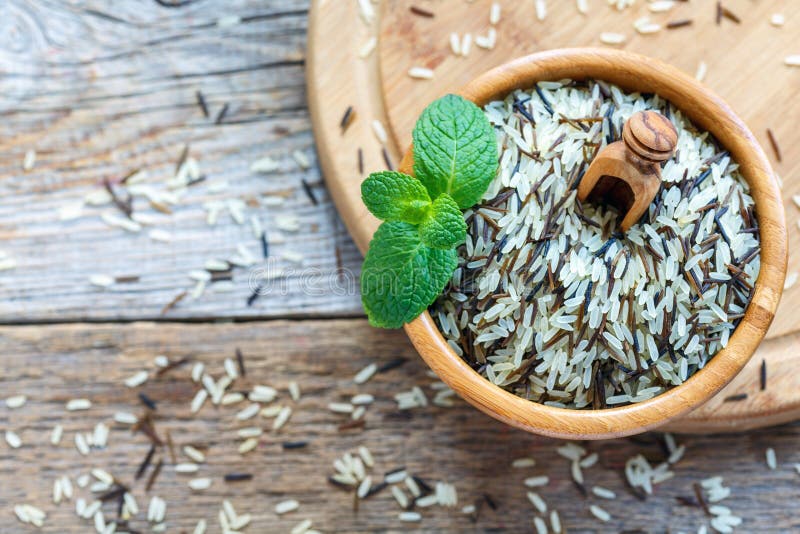 Mixture of White and Wild Rice for a Healthy Diet. Stock Photo - Image